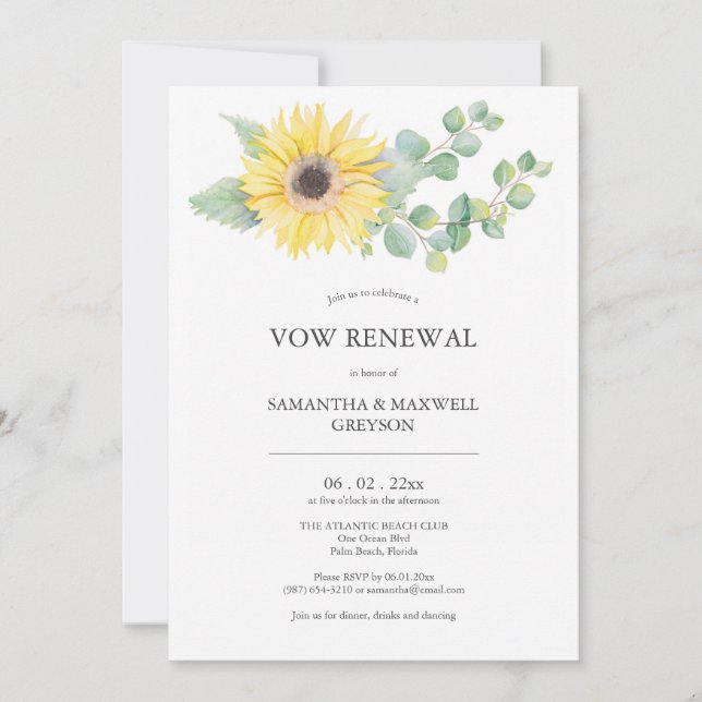 Invitations de renouvellement Vow Aquarelle Tourne (Devant)