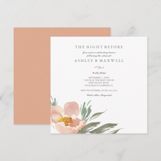 Invitations de répétition Aquarelle Floral Greeney (Devant / Derrière)