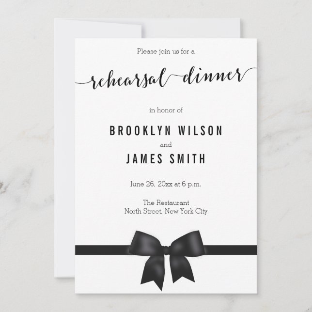 Invitations de répétition de Mariage noir et blanc (Devant)