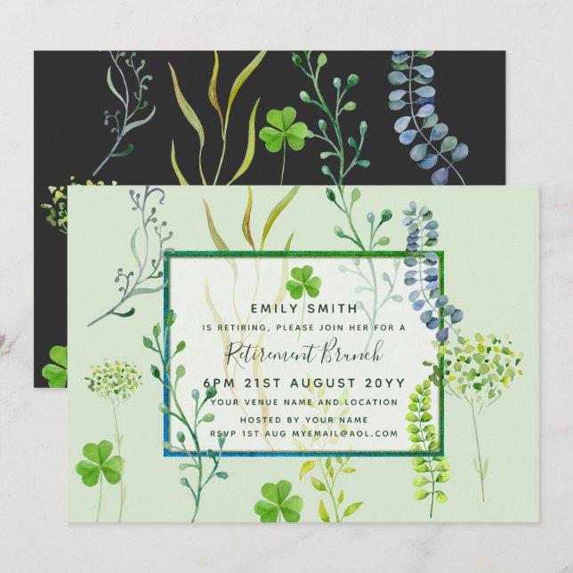 Invitations de retrait de jardin d'herbes Aquarell (Devant / Derrière)