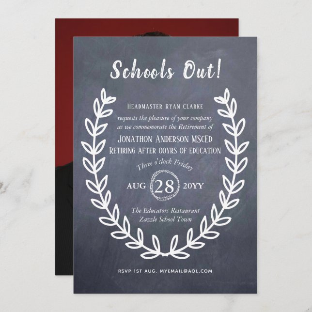 Invitations de retraite de l'enseignant Professeur (Devant / Derrière)