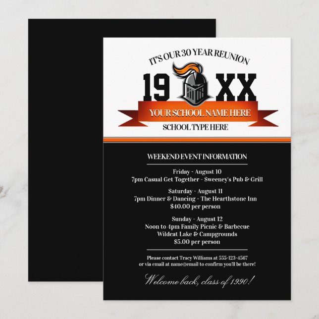 Invitations de réunion de classe de bannière Masco (Devant / Derrière)