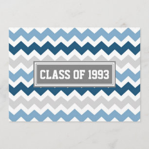Invitations de réunion de classe Gray Blue Chevron