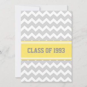 Invitations de réunion de classe Gray Lemon Chevro