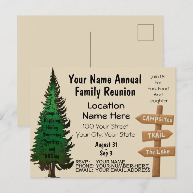 Invitations de réunion de famille rustique (Devant / Derrière)