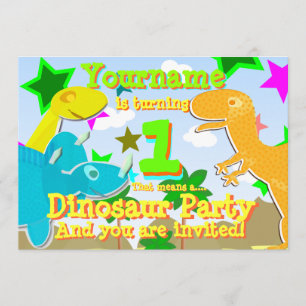 Invitations de rotation de 1 de dinosaure fête