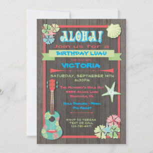 Invitations de Rustic Luau Tropical Beach