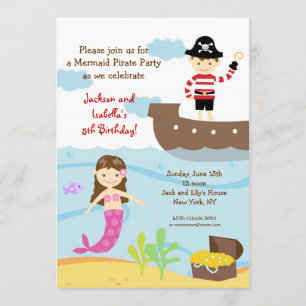 Invitations de sirènes et de pirates à la fête d'a