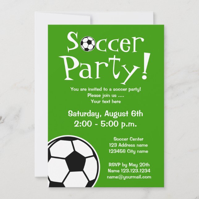 Invitations de soccer pour les anniversaires ou ba (Devant)