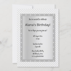 Invitations de soirée Silver Grey STRIPE STAR