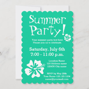 Invitations de soirée verte à la menthe avec desig