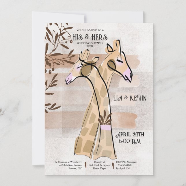 Invitations de son Wedding shower et ses (Devant)