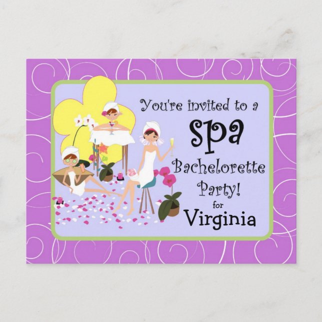 Invitations de Spas de la soirée de bachelorette p (Devant)