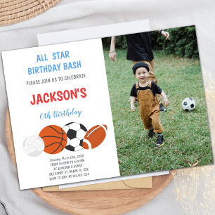 Invitations de sports d'anniversaire avec photo