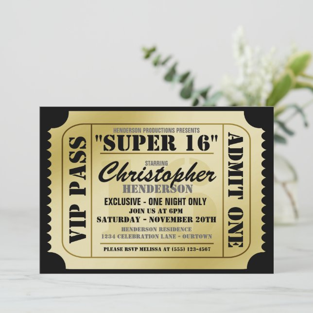 Invitations de Super 16 VIP Style Ticket Party (Debout devant)