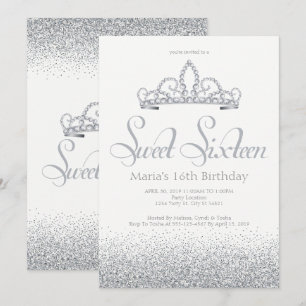 Invitations de Sweet sixteen d'argent et de diaman