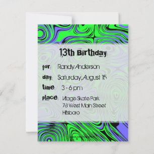 Invitations de Teen Boys Birthday, Green