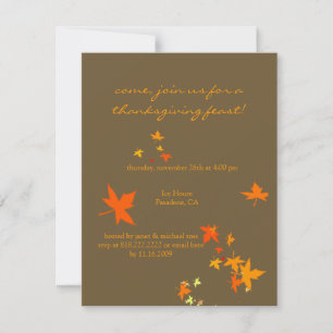 Invitations de Thanksgiving, feuilles d'érable