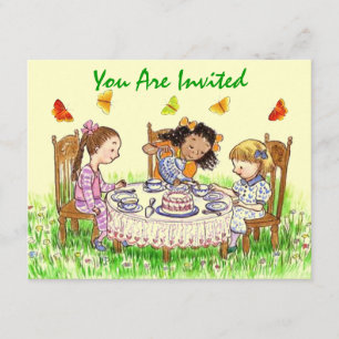 Invitations de thé d'anniversaire de filles et de
