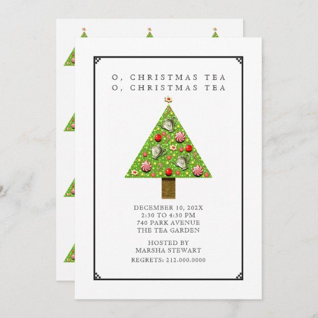 Invitations de thé de Noël (Devant / Derrière)