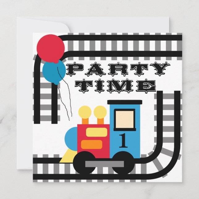 Invitations de train d'anniversaire de l'heure de  (Devant)
