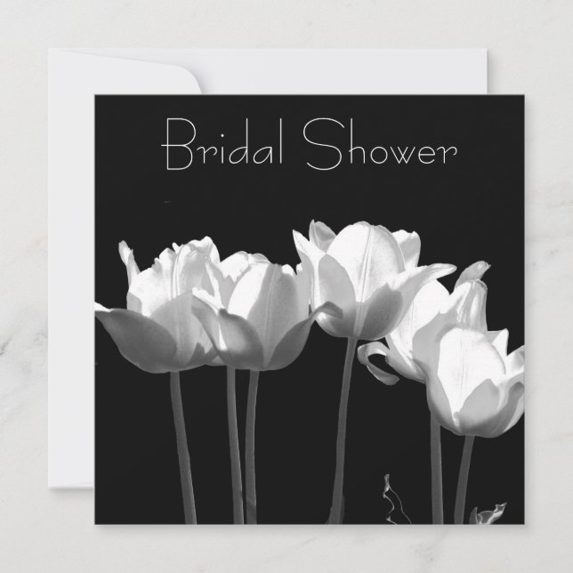 Invitations de tulipes, B&W Bridal Shower (Devant)