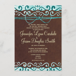 Invitations de turquoise et de mariage campagnard