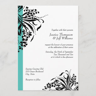 Invitations de turquoise et de mariage de Flourish