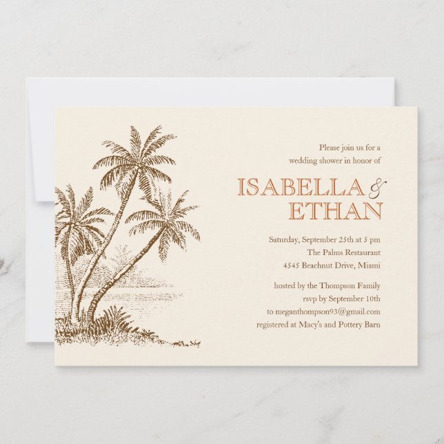 Invitations de wedding shower de plage (Devant)