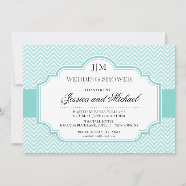 Invitations de Wedding showers Aqua Blue (Devant)