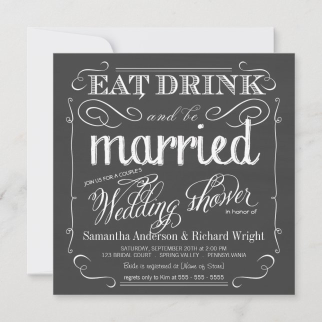 Invitations de Wedding showers de couples de table (Devant)
