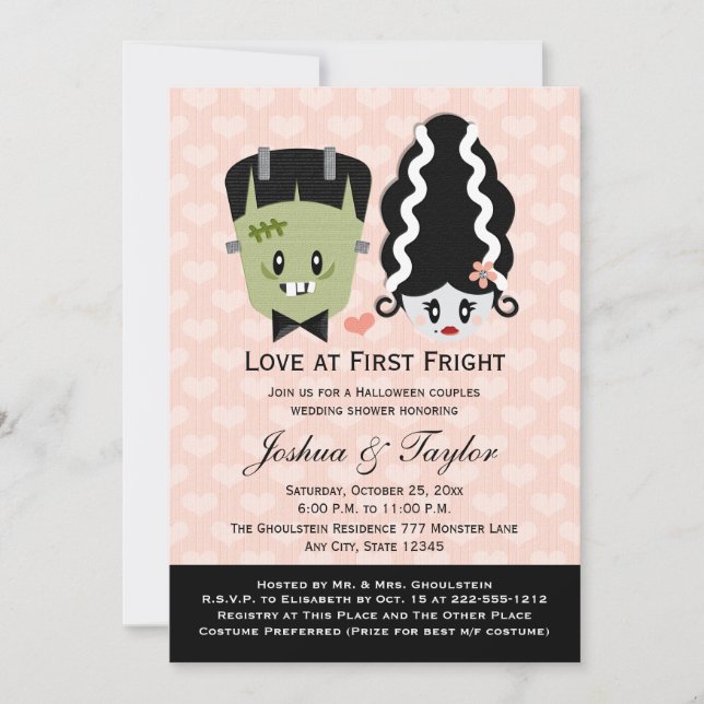 Invitations de Wedding showers de couples d'Hallow (Devant)