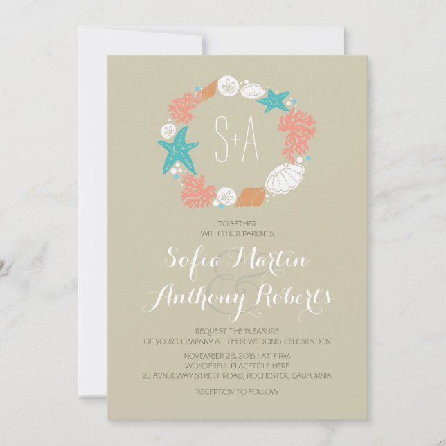 invitations décontractées à mariage sur la plage (Devant)