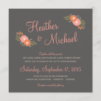 Invitations Décontractées de mariage florales rust