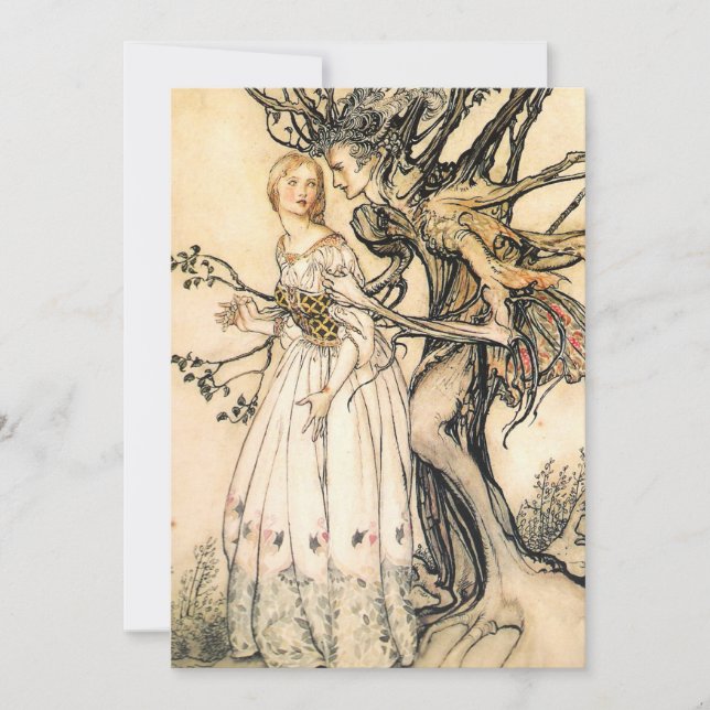 Invitations d'Elf de princesse et d'arbre de conte (Devant)