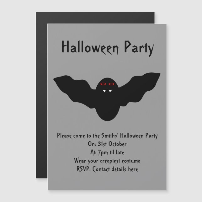 Invitations déplaisants du parti Vampire Bat Hallo (Devant / Derrière)
