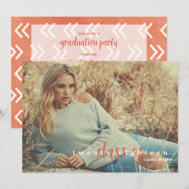 Invitations des diplômés de Burnt Orange Arrow (Devant / Derrière)