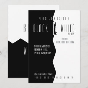 Invitations des parties moderne, noire et blanche