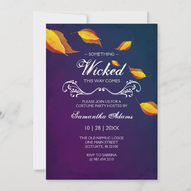 Invitations d'Halloween adulte Costume fête violet (Devant)