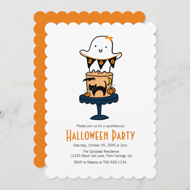 Invitations d'Halloween fantômes (Devant / Derrière)