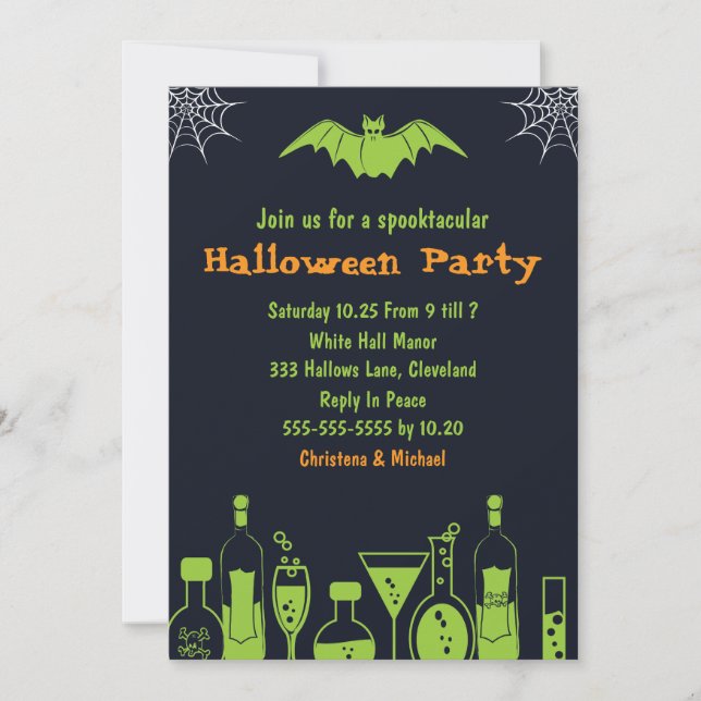 Invitations d'Halloween parloculaires en laboratoi (Devant)