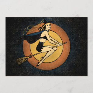 Invitations d'Halloween Sorcière Retro