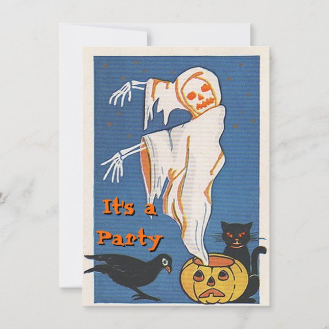 Invitations d'Halloween vintages (Devant)