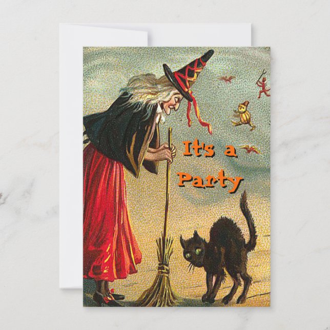 Invitations d'Halloween Vintages (Devant)