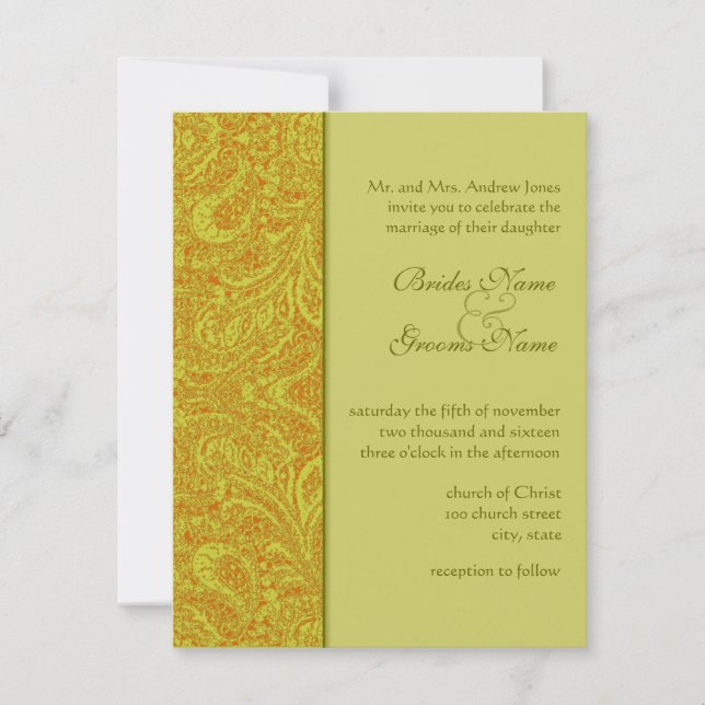 Invitations d'Olive Mariage damassé encore plus fo (Devant)