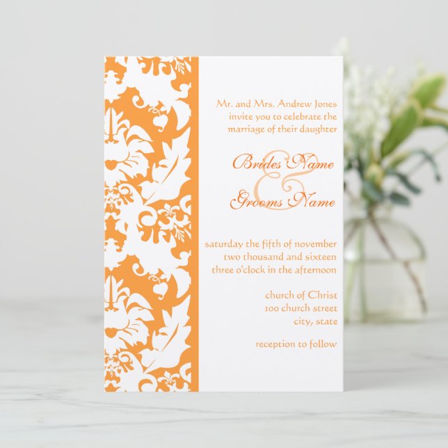 Invitations d'Orange Mariage damassé (Debout devant)