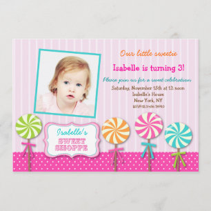Invitations douces d'anniversaire de photo de