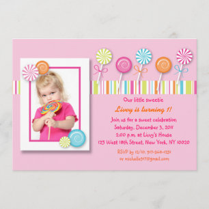 Invitations douces d'anniversaire de sucrerie de