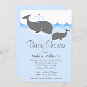 Invitations douces de baby shower de baleine