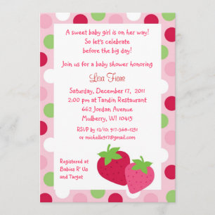 Invitations douces de baby shower de fraise de